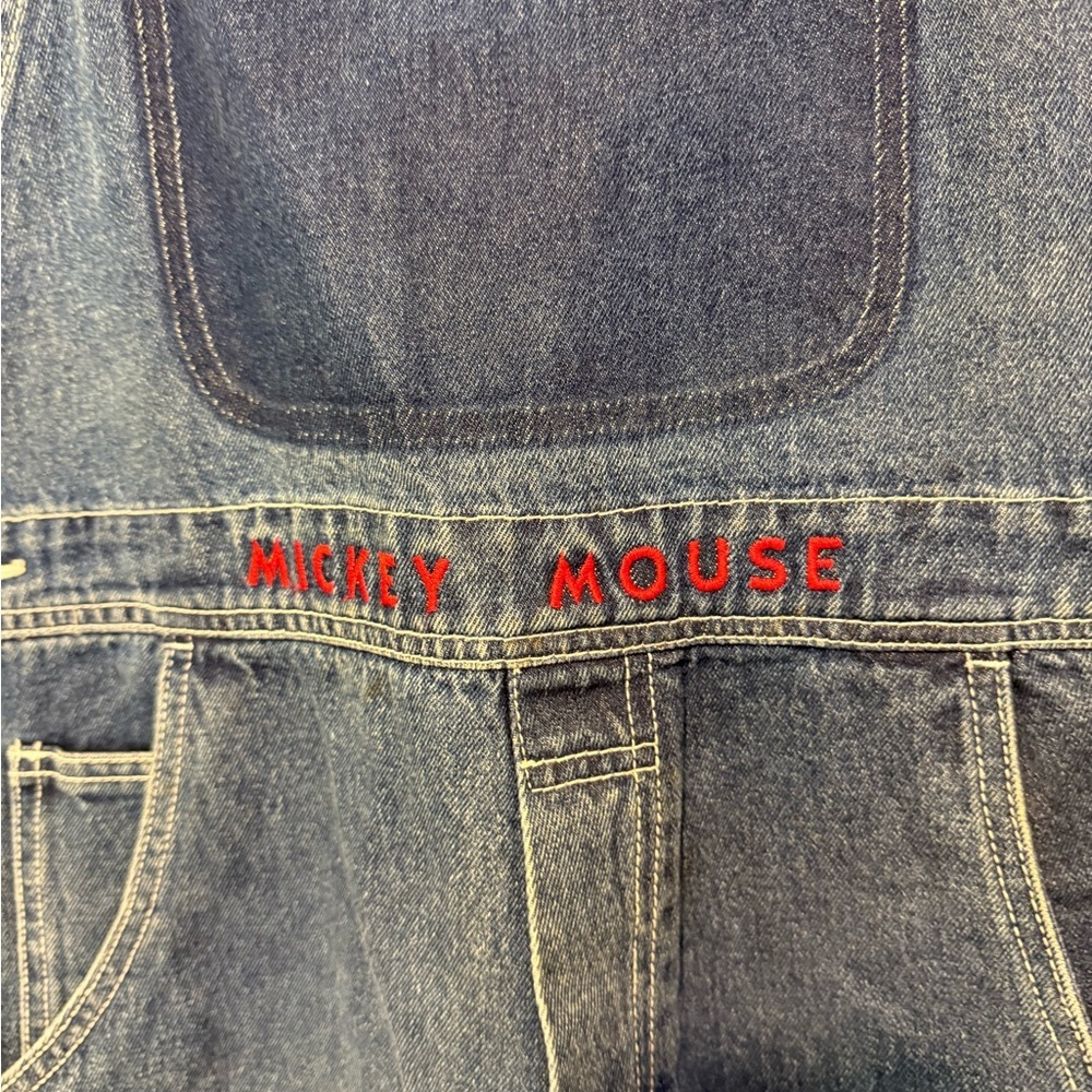 vintage Disney "Mickey Unlimited" denim shortalls Large - Picture 2 of 9